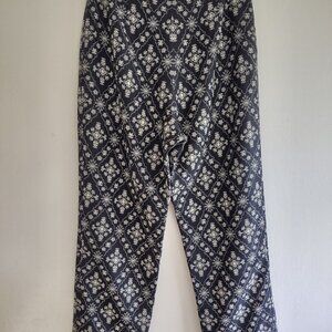 Ann Taylor Silk Pants Geo Floral Paisley Straight Leg Flat Front Lined  Size 4